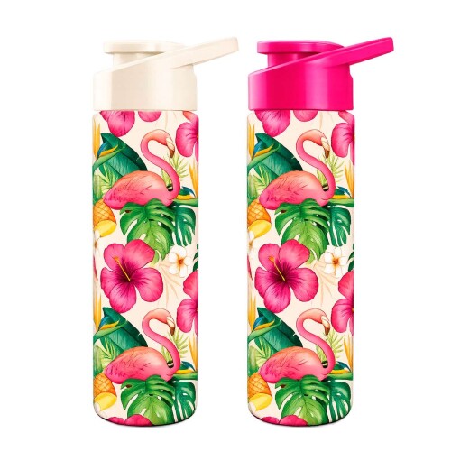 Garrafa para água plástica 700ml brasilidades Flamingo sortidas Plasduran