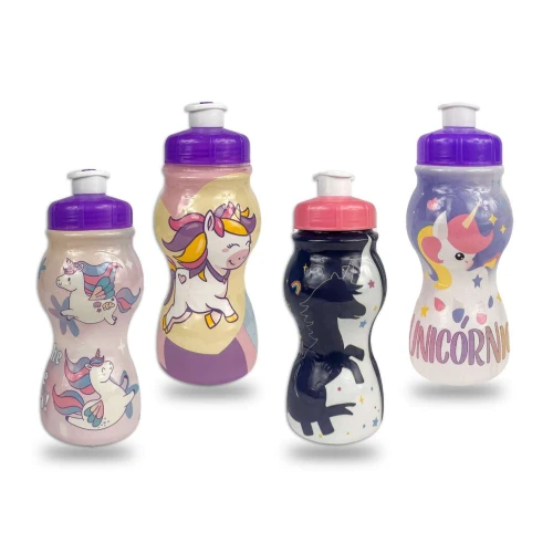 Garrafa plástica infantil 250ml sleeve Unicórino Plasduran Garrafa plástica infantil 250ml sleeve Unicórino Plasduran