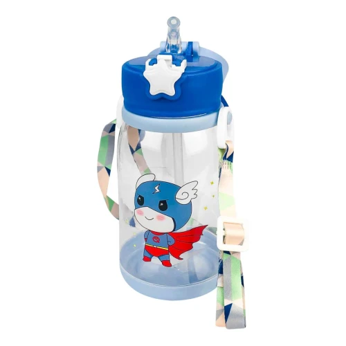 Garrafa plástica infantil com canudo sortidas Novo Século