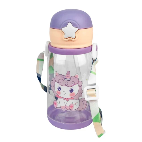 Garrafa plástica infantil com canudo sortidas Novo Século