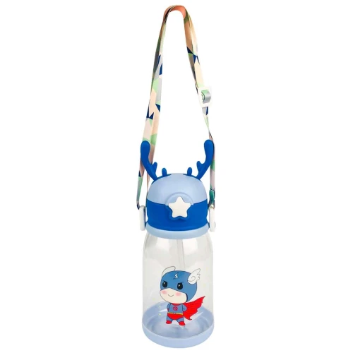 Garrafa plástica infantil com canudo sortidas Novo Século