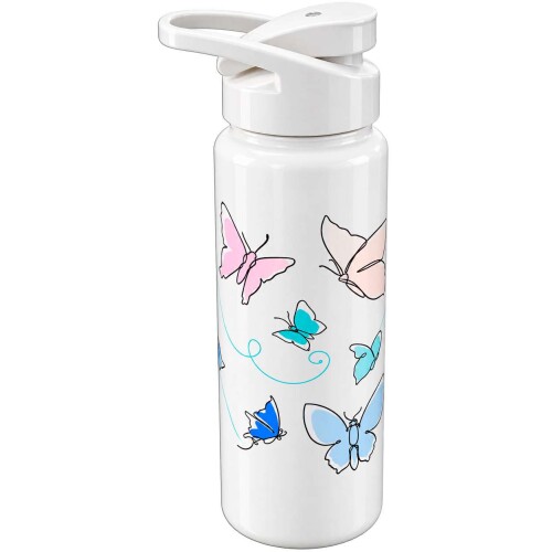 Garrafa plástica squeeze 750ml borboletas branco Garrafa plástica squeeze 750ml borboletas branco