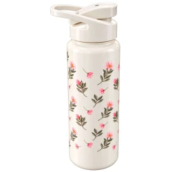 Garrafa plástica squeeze 750ml flores bege