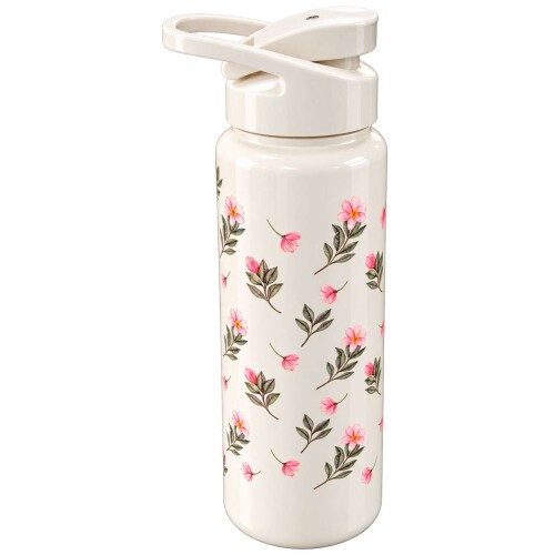 Garrafa plástica squeeze 750ml flores bege Garrafa plástica squeeze 750ml flores bege