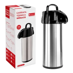 Garrafa térmica 2,5 litros inox pressão mônaco Unitermi