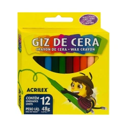 Giz de cera pequeno com 12 unidades Acrilex