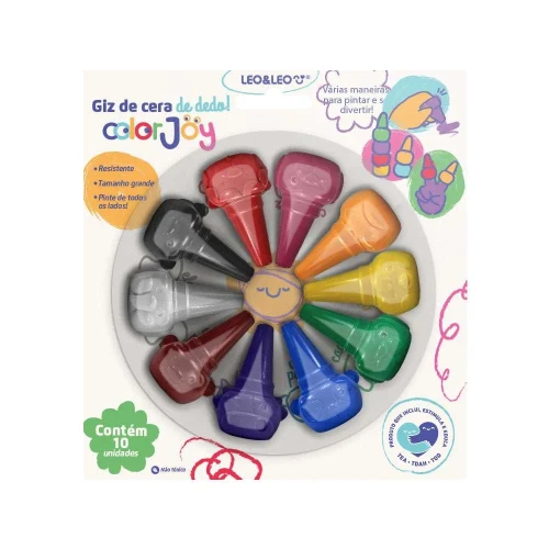 Gizão de cera Leo e Leo de dedo color joy com 10 unidades