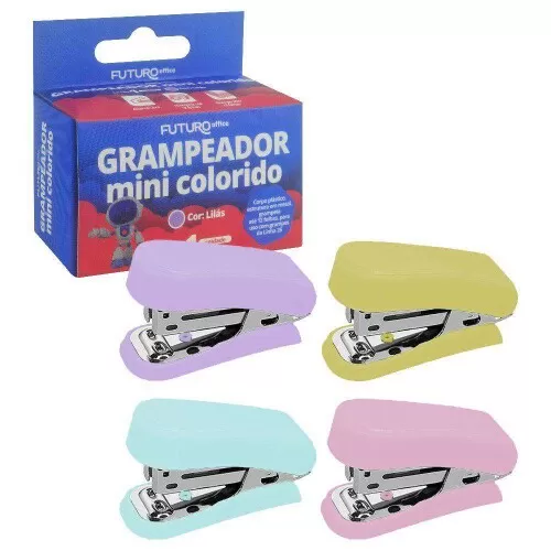 Grampeador 26/6 para 12 folhas mini coloridos Futuro
