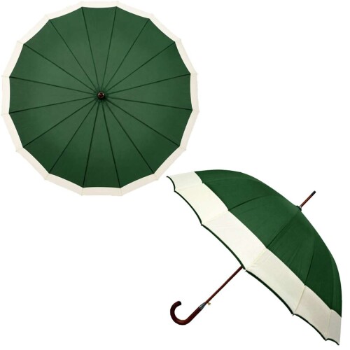 Guarda chuva grande simples automatico cabo curvo madeira sortido