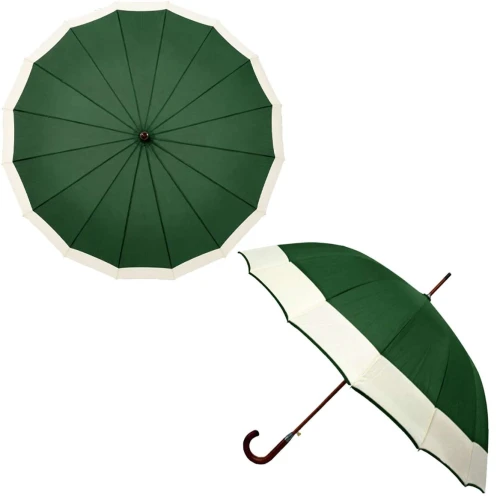 Guarda chuva grande simples automatico cabo curvo madeira sortido