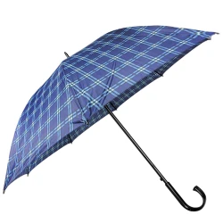 Guarda chuva grande simples automático com cabo curvo xadrez