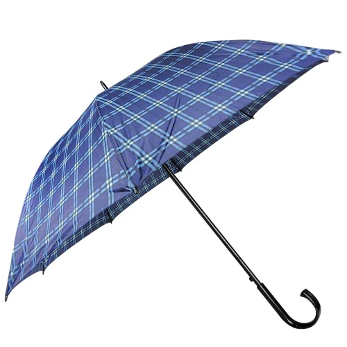 Guarda chuva grande simples automático com cabo curvo xadrez