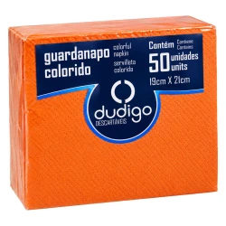 Guardanapo laranja 19cm x 21cm com 50 unidades Dudigo