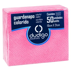 Guardanapo rosa 19cm x 21cm com 50 unidades Dudigo