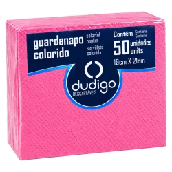 Guardanapo rosa soft 19cm x 21cm com 50 unidades Dudigo