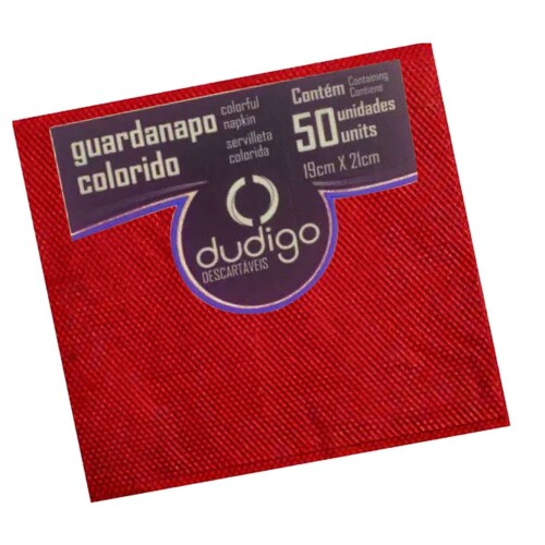 Guardanapo vermelho 19cm x 21cm com 50 unidades Dudigo