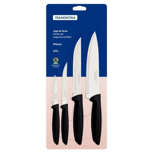 Jogo de facas de cozinha com 04 peças inox Plenus Tramontina