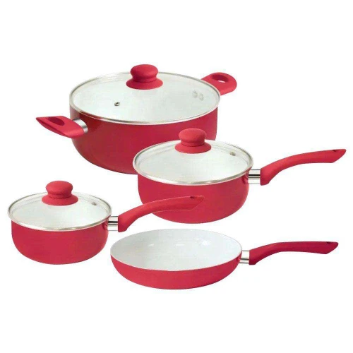 Jogo de panela revestimento cerâmico com 04 unidades vermelho Wellmix