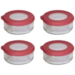 Jogo de pote de vidro com tampa 200ml com 04 unidades sortido