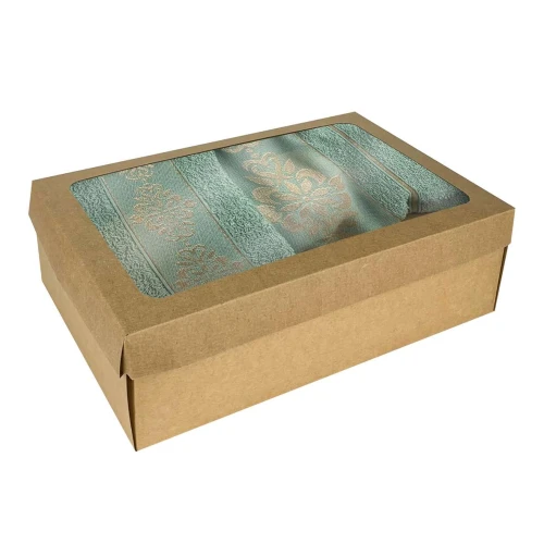 Jogo de toalhas de banho e rosto sortidas na caixa Jogo de toalhas de banho e rosto sortidas na caixa