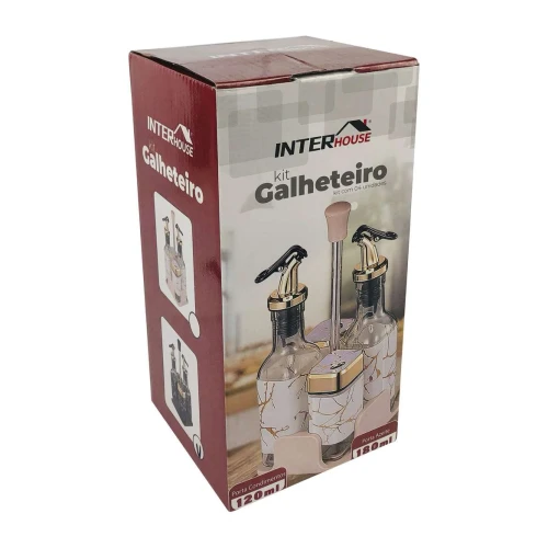 Jogo galheteiro de vidro 5 peças decorado Jogo galheteiro de vidro 5 peças decorado