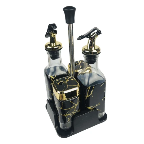 Jogo galheteiro de vidro 5 peças decorado Jogo galheteiro de vidro 5 peças decorado