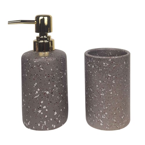 Jogo para banheiro com 2 unidades ceramica cinza preto Jogo para banheiro com 2 unidades ceramica cinza preto