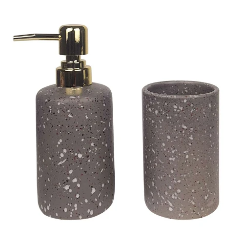 Jogo para banheiro com 2 unidades ceramica cinza preto