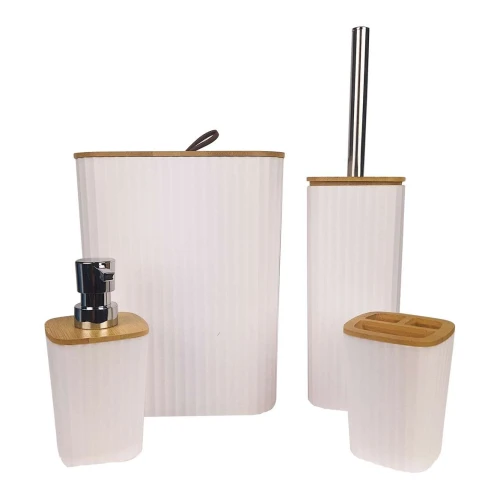 Jogo para banheiro com 4 peças bambu branco Jogo para banheiro com 4 peças bambu branco