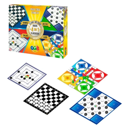 Jogos 4 em 1 dama/trilha/ludo/resta um GGBplast Jogos 4 em 1 dama/trilha/ludo/resta um GGBplast