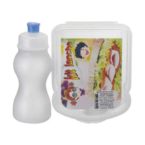 Kit lanche recreio com squeeze 250ml sortido