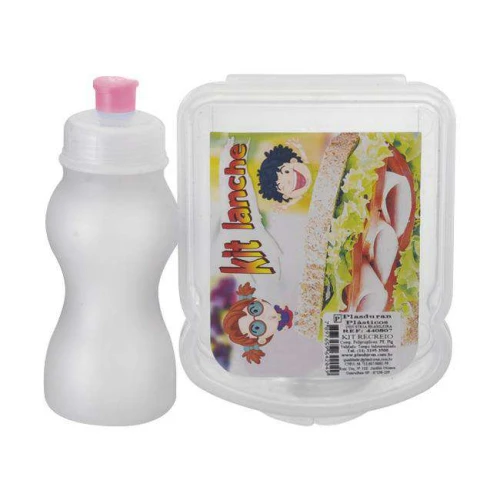 Kit lanche recreio com squeeze 250ml sortido