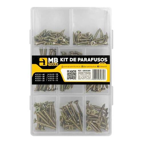 Kit de parafusos 184 peças sortidos MbTech Kit de parafusos 184 peças sortidos MbTech