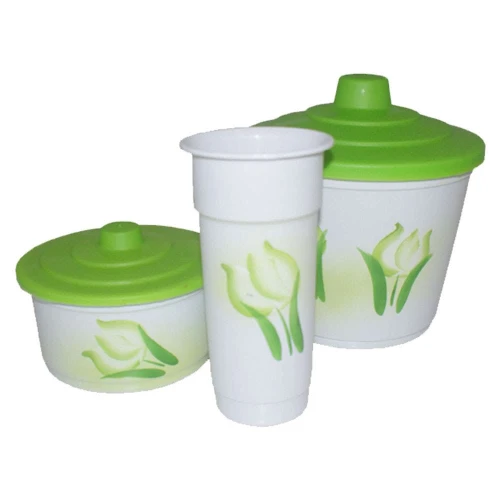 Kit de pia plástico com 03 unidades pintado a mão