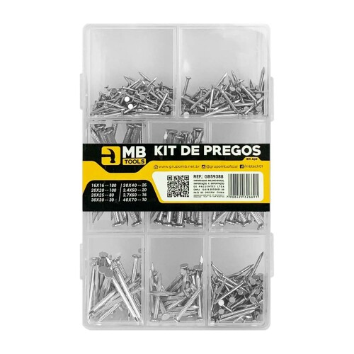 Kit de pregos com 462 peças sortidos MbTech Kit de pregos com 462 peças sortidos MbTech