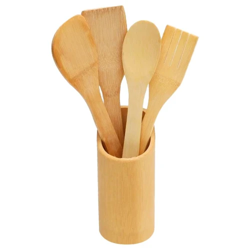 Kit de utensílios de cozinha em bambu com 5 peças Lívon