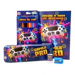 Kit escolar estojo de metal com 05 peças sortidos Polibrinq Kit escolar estojo de metal com 05 peças sortidos Polibrinq