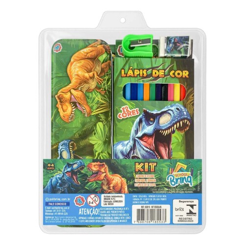 Kit escolar estojo de metal com 05 peças sortidos Polibrinq Kit escolar estojo de metal com 05 peças sortidos Polibrinq