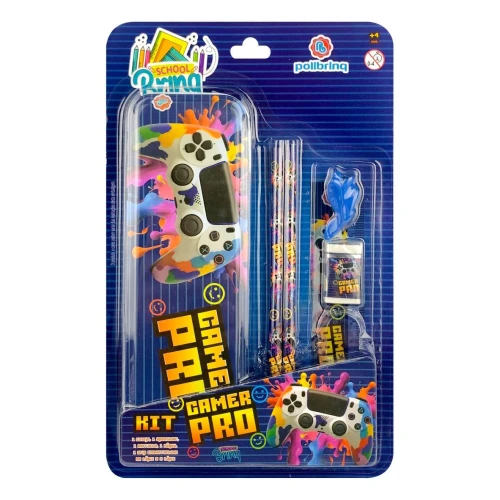 Kit escolar estojo de metal com 07 peças sortidos Polibrinq