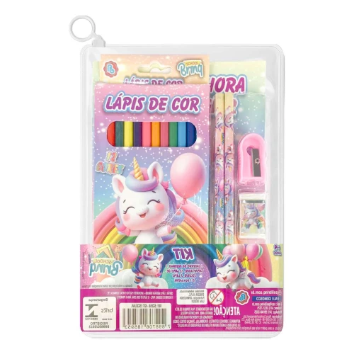 Kit escolar lápis de cor com 06 peças Polibrinq