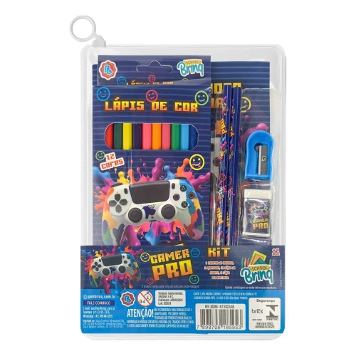 Kit escolar lápis de cor com 06 peças Polibrinq