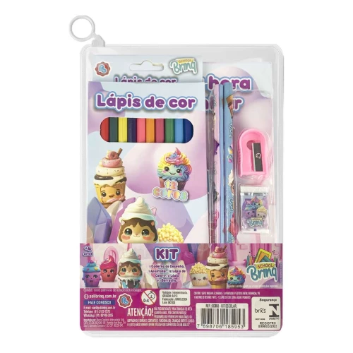 Kit escolar lápis de cor com 06 peças Polibrinq