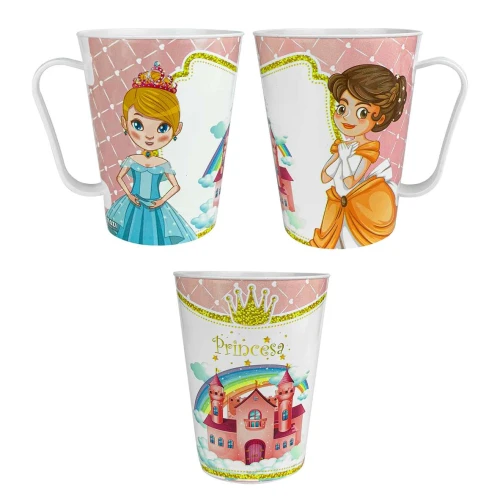 Kit infantil plástico copo/prato/colher Princesa Kozi Plast