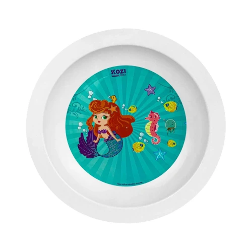 Kit infantil plástico copo/prato/colher Sereia Kozi Plast