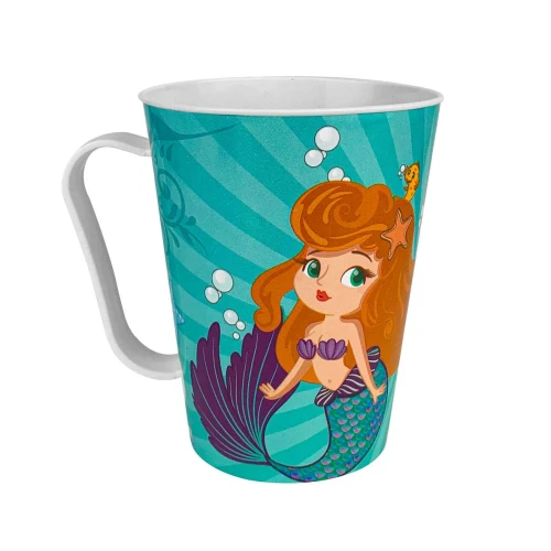 Kit infantil plástico copo/prato/colher Sereia Kozi Plast