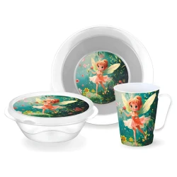 Kit infantil prato e copo label fada 2 peças