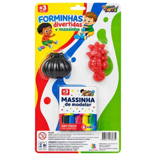 Kit massa de modelar com 02 forminhas sortidas Mini Toys