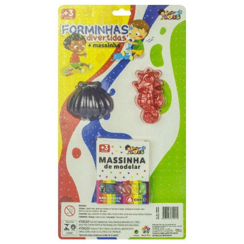 Kit massa de modelar com 02 forminhas sortidas Mini Toys
