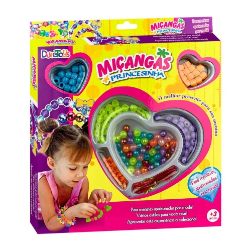 Kit miçangas 90 peças coração