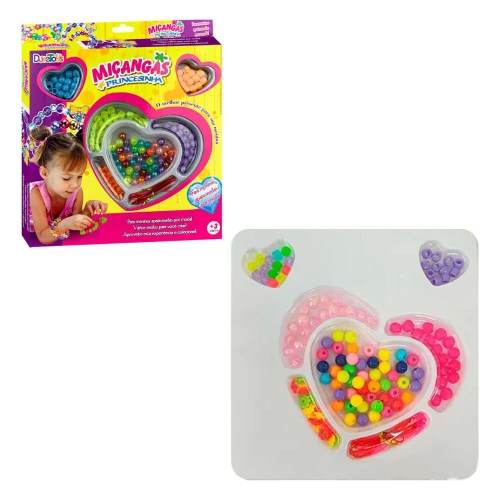 Kit miçangas 90 peças coração